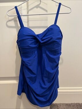 RELLECIGA Royal Blue Twist-Front Camisole Swim Top